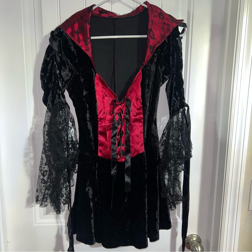 Leg Avenue Black and Red Corset Dress Gothic Vampire Witch costume